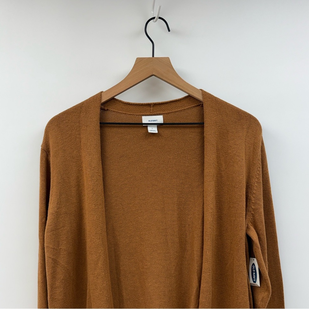 NWT Old Navy Open Front Tunic Cardigan Knit Sweater Minimalist Brown Large - Picture 3 of 8